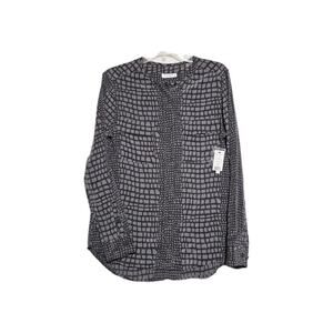 Equipment Femme Silk Lynn Shirt Women Medium Black Gray Crocodile Button Down
